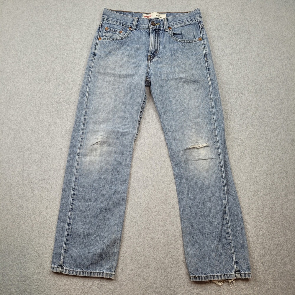 Levi's 550 Relaxed Fit Jeans Boys Size 14 Regular Blue Denim Distressed Hems